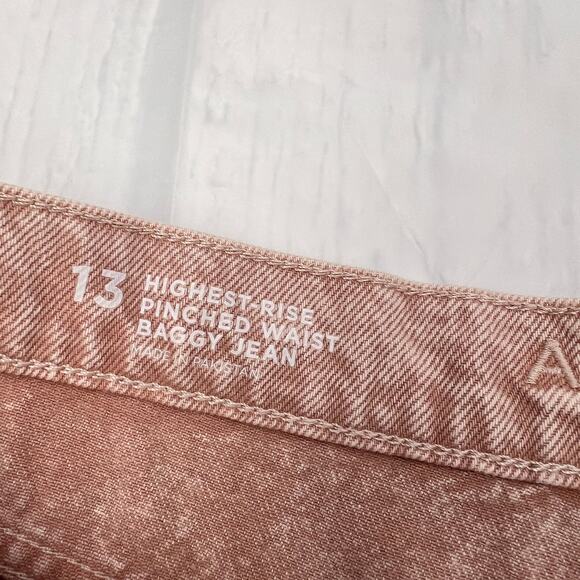 Arizona Pinched Waist Baggy Jeans Tapered leg Washed Khaki size 13 - Picture 10 of 13